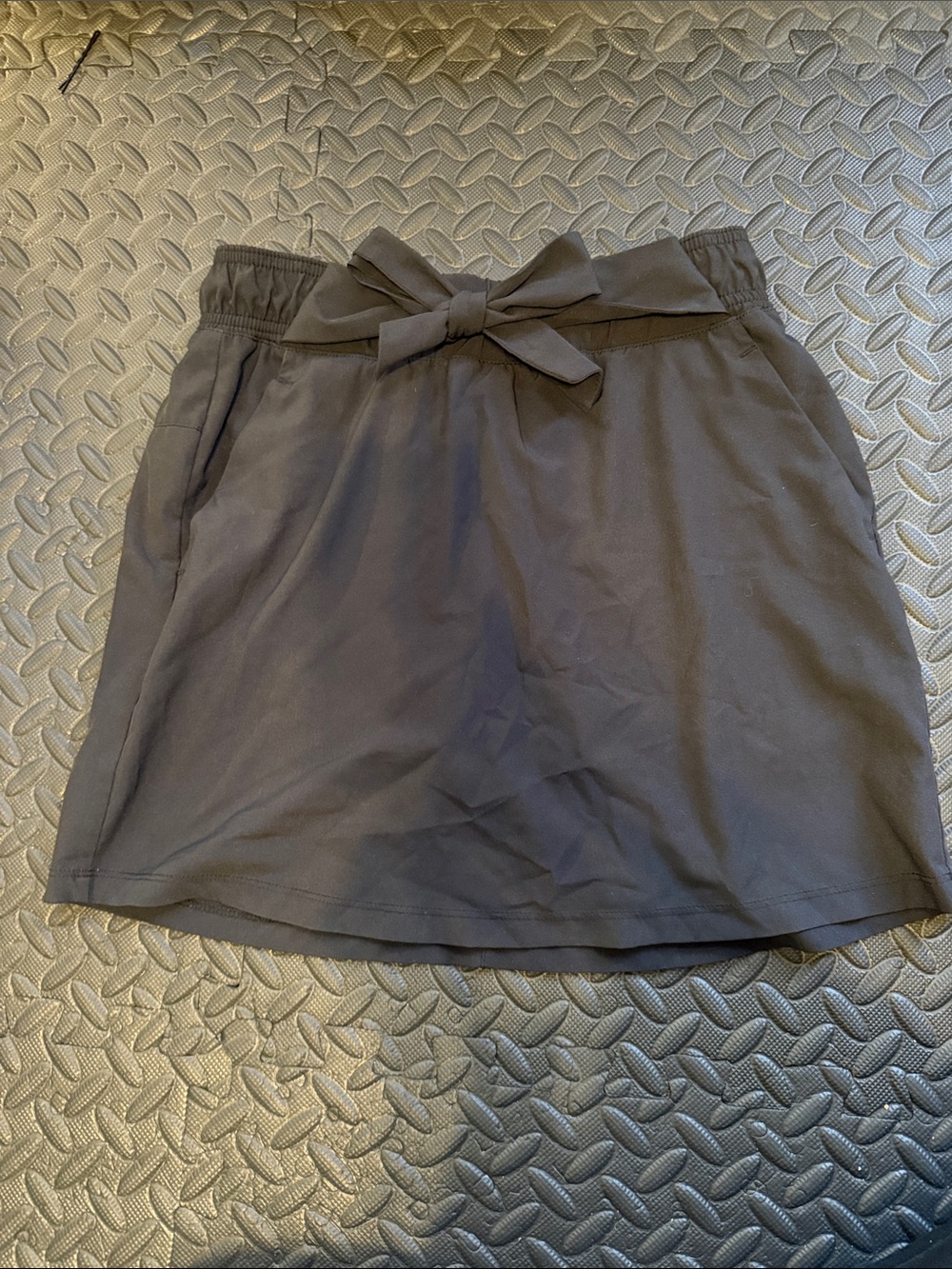 Black Tie-Waist Mini Skort with Pockets